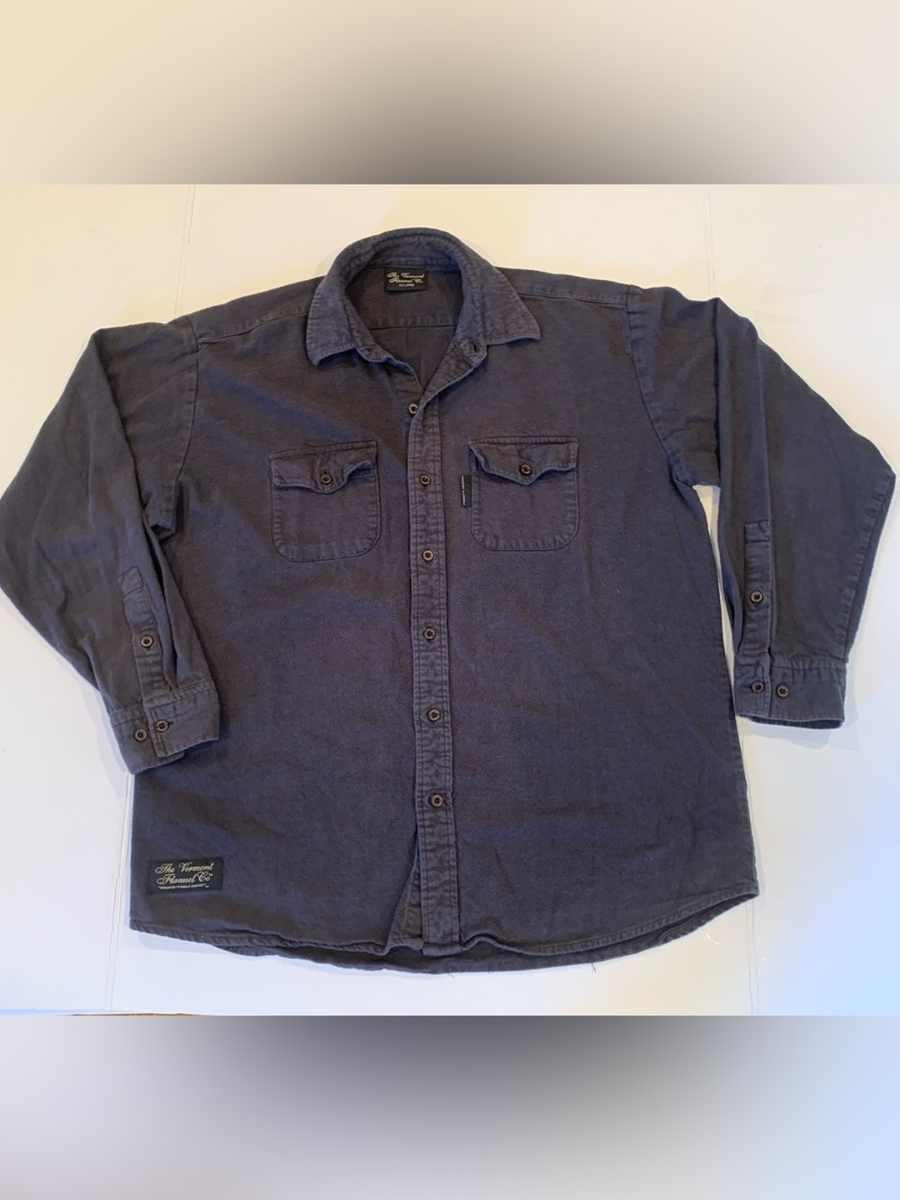 Vermont Flannel Co. Men's XXL Casual Button-Up Shirt in Washed Steel Blue Gray